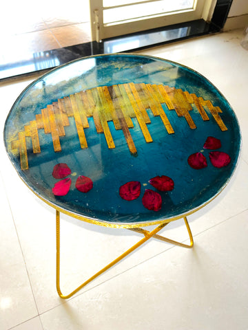Resin Table Rose petal epoxy resin coffee table